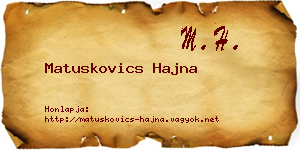 Matuskovics Hajna névjegykártya